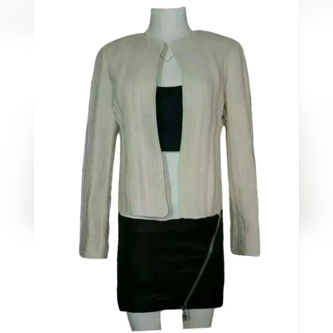 Worth New York Women's Textured Blazer Woven Wool Ivory Nwt Size 6 Small $748.00